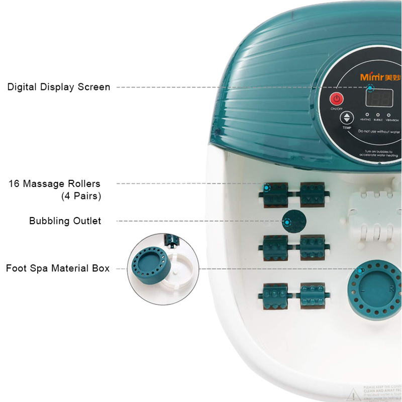 MM-19A Foot Spa Bath Massager with Heat Bubbles and Vibration Massage