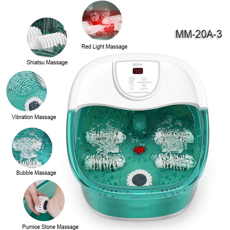 MM-20A-3 Foot Spa Bath Massager with Heat and Four Large Massage Rollers