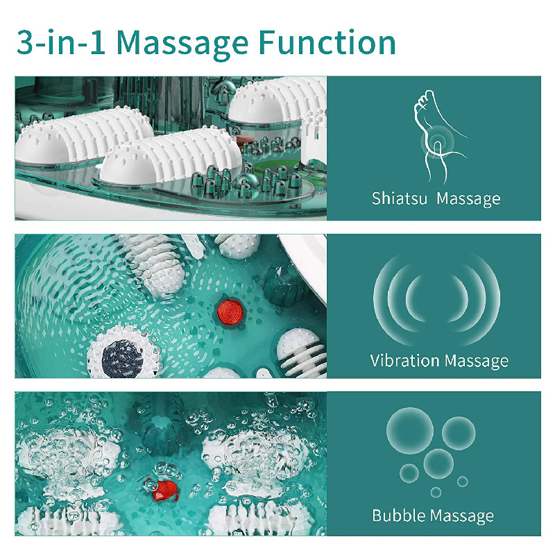 MM-20A-3 Foot Spa Bath Massager with Heat and Four Large Massage Rollers