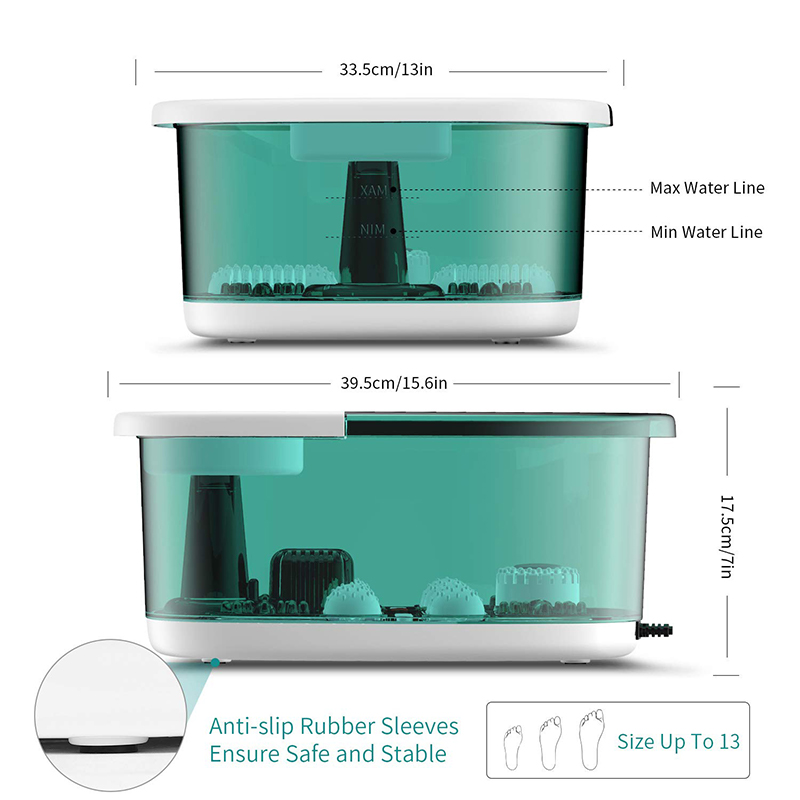 MM-20A-3 Foot Spa Bath Massager with Heat and Four Large Massage Rollers