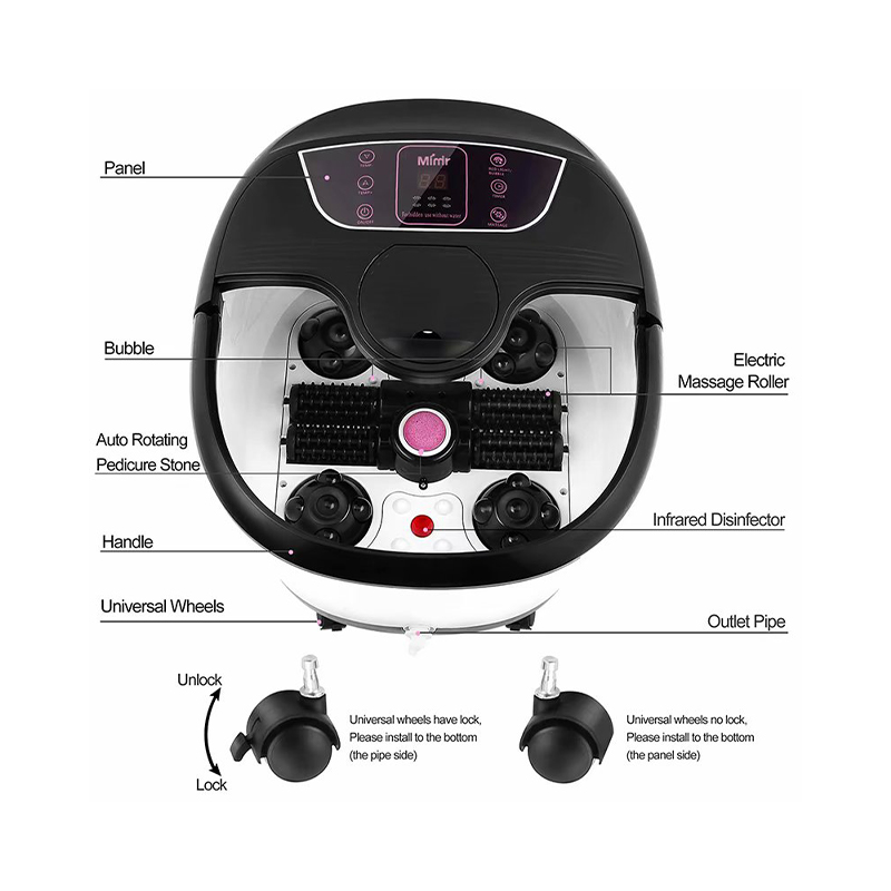 MM-18C Automatic Foot Spa Bath Massager With 8pcs Massage Rollers And Pumice Stone