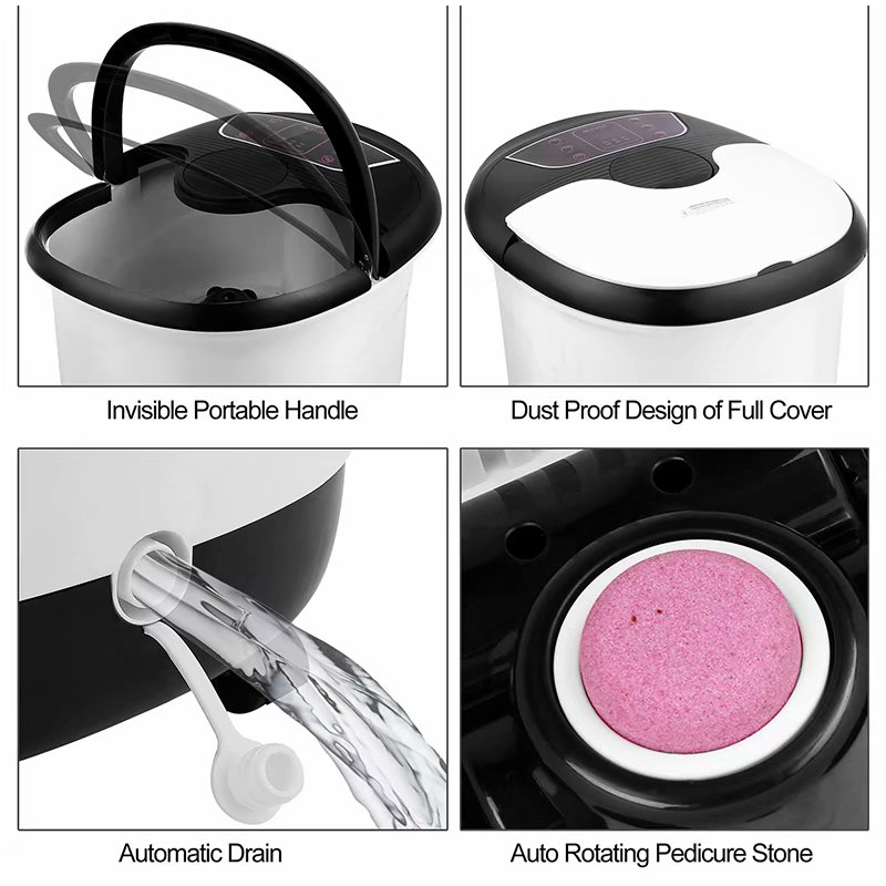 MM-18C Automatic Foot Spa Bath Massager With 8pcs Massage Rollers And Pumice Stone